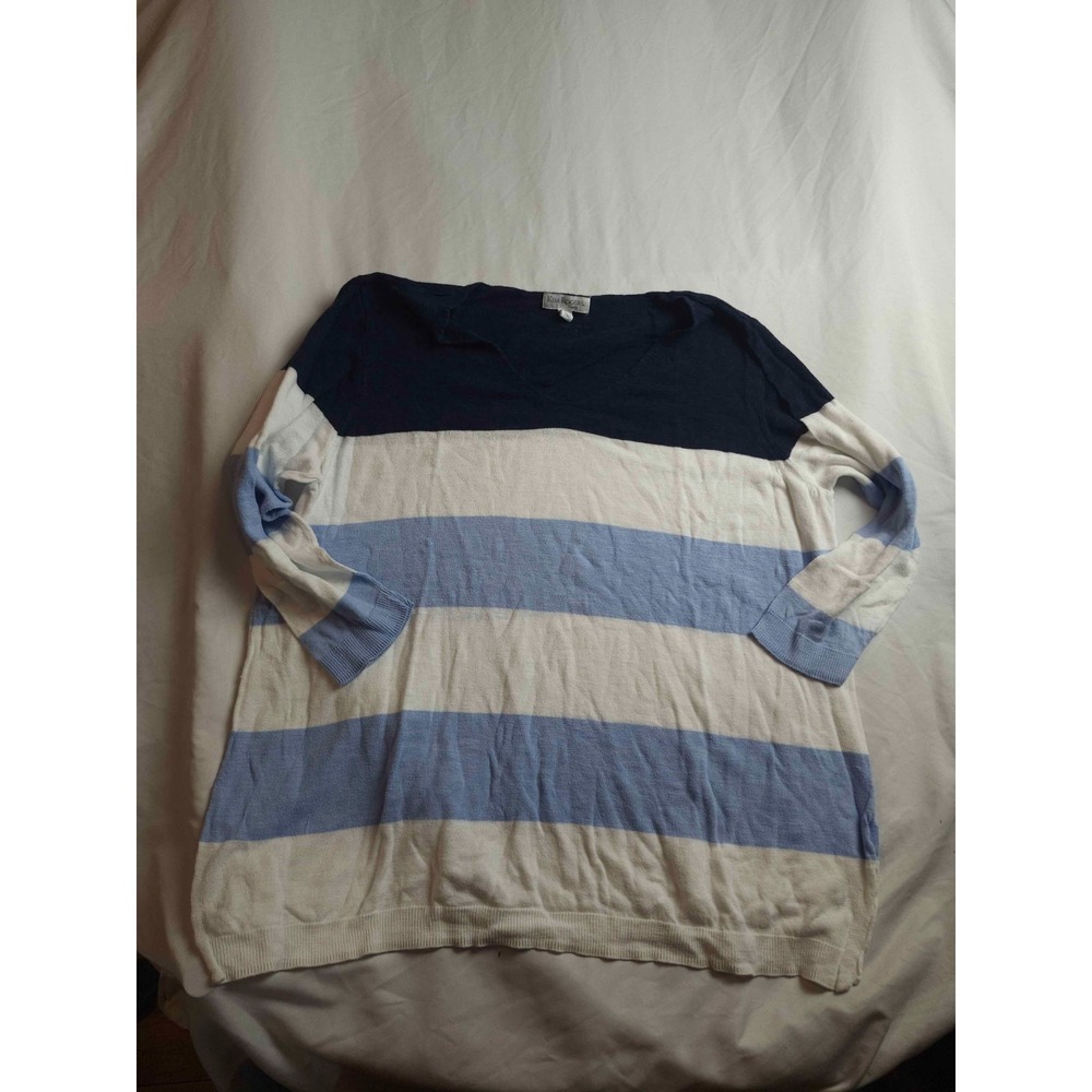 Kim Rogers Curvy Sweater Womens 1X Striped Nautical Quiet Luxury Coastal Grandma